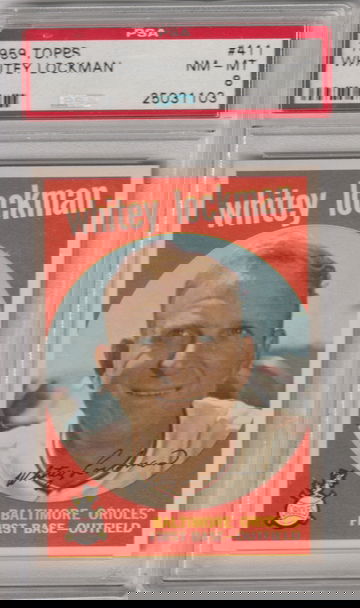 1959 Topps #411 Whitey Lockman PSA 8 (Near Mint-Mint)