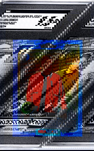 2019 Hoops Premium Stock Luka Doncic Backstage Pass Blue Prizm SGC 9.5