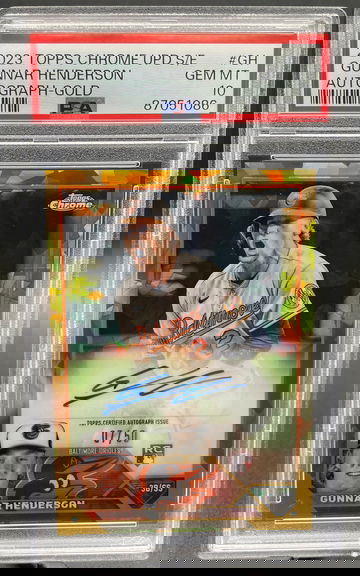 2023 Topps Chrome Update Sapphire Gunnar Henderson Gold Auto /50 PSA 10
