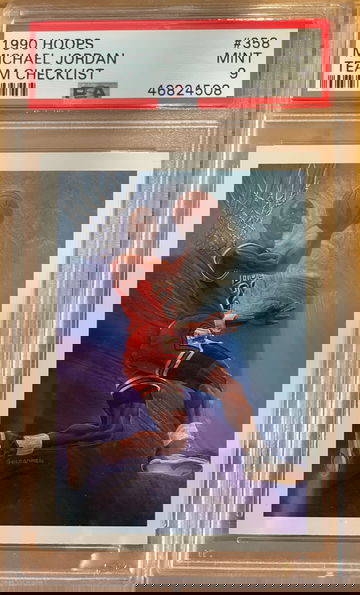 Michael Jordan GOAT Team Checklist 1990 Bulls Hoops #358 PSA 9 MINT