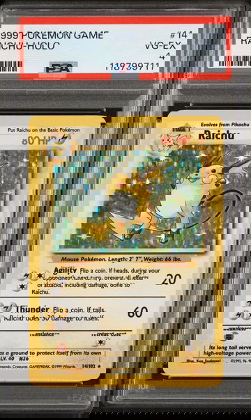 1999 Pokemon Base Set Holo Raichu #14 PSA 4