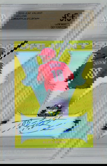 2018 Leaf Valiant Yellow Autograph /10 Alec Bohm BGS 9.5 w 10 Autograph Pop 3!!!