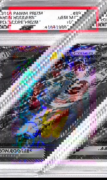 2016 Prizm Aaron Rodgers Purple Scope PSA 10