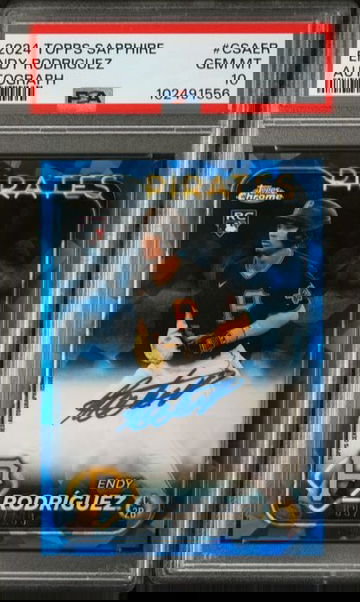 Endy Rodriguez RC Auto 2024 Topps Sapphire Chrome PSA 10 097/199 Pittsburgh Pirates