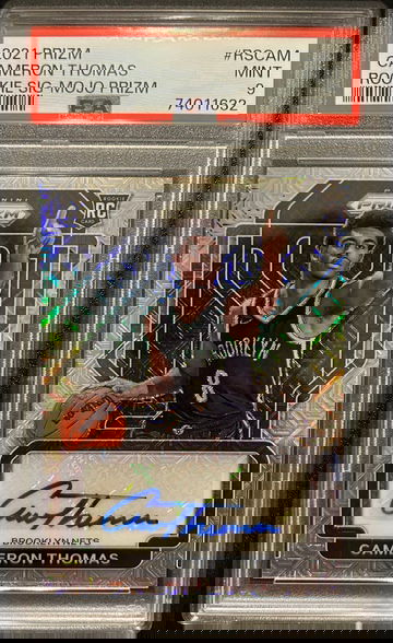 Cameron Thomas PSA 9 2021 Prizm Mojo Prizm Rookie Auto SP Numbered 1/25 #RSCAM
