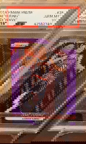 2018 TRAE YOUNG PANINI PRIZM PURPLE WAVE PSA 10
