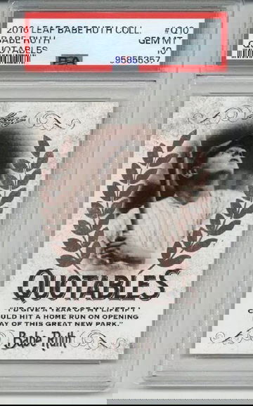 2016 LEAF BABE RUTH COLLECTION QUOTABLES #Q10 BABE RUTH YANKEES PSA 10 LOW POP