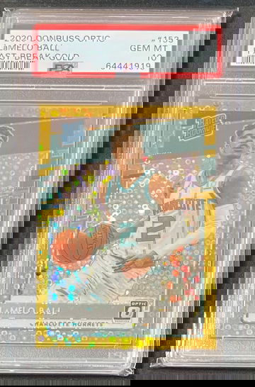 2020 Panini Donruss Optic Lamelo Ball Fast Break Gold Prizm #6/10 PSA 10