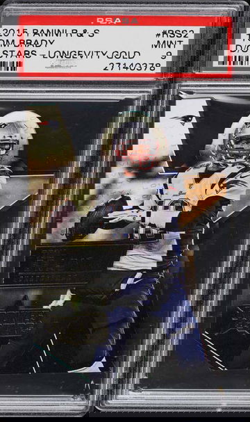 2015 PANINI ROOKIES & STARS LONGEVITY GOLD DIE-CUT TOM BRADY /25 PSA 9 (Pop: 1, none higher)