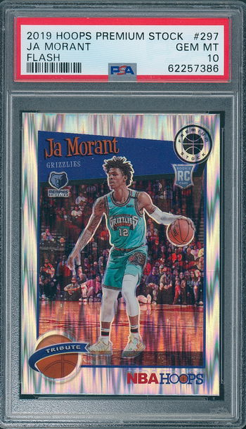 2019 Hoops Prem Stock #297 Ja Morant Flash PSA 10