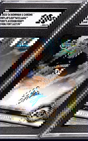 2023-24 Bowman University Chrome - Chrome Prospect Autographs Lava Refractor #BCPA-CW Cody Williams 133/199 SGC 10