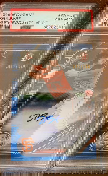 2019 Bowman paper Joey Bart Auto blue /150 psa 8 