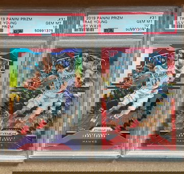 (2) TRAE YOUNG PSA 10 - Prizm SILVER + RUBY WAVE