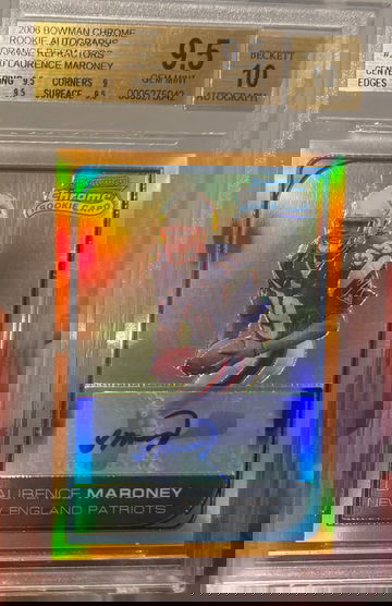 2006 Bowman Chrome Laurence Maroney Rookie Orange Refractor /25 BGS 9.5 Auto 10