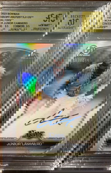 2023 Bowman Chrome Prospect Junior Caminero Refractor BGS 9.5 Auto 10