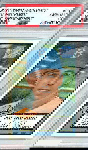 2001 TOPPS ARCHIVES RESERVE PEE WEE REESE #93 1952 TOPPS REPRINT PSA 10 GEM MT