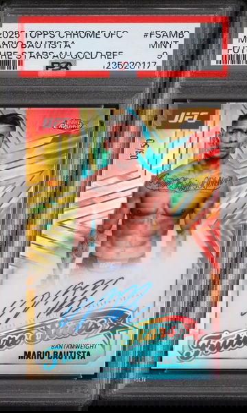 2025 Topps Chrome UFC Future Stars Autographs Gold Refractor Mario Bautista #FSAMB /50 PSA 9