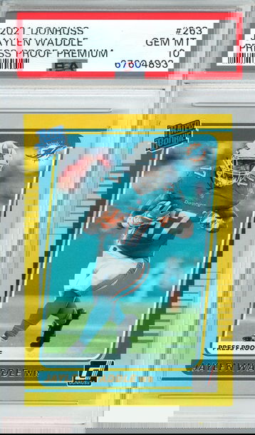 2021 PANINI DONRUSS JAYLEN WADDLE #263 PRESS PROOF PREMIUM RC PSA 10 GEM MT