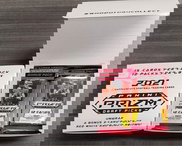 2021 Panini NFL Prizm Draft Picks Football Cello Fat 12 Packs Box Red White Blue - Lot of 2 Boxes