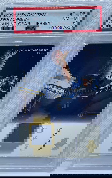 2001 Upper Deck Ovation Drew Brees #T-DB Training Gear Jersey PSA 8 NM-MT