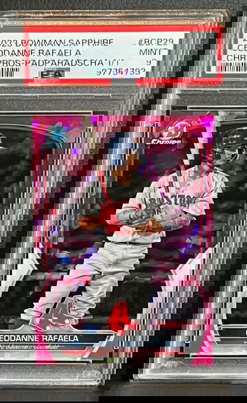 2023 Bowman Sapphire Ceddanne Rafaela Chrome Prospect PADPARADSCHA 1/1 PSA 9