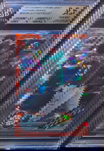 JULIO RODRIGUEZ 2019 BOWMAN DRAFT CHROME SAPPHIRE ORANGE #BDC-60 05/25 BGS 9.5