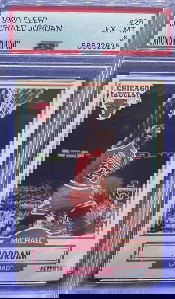 1990 Fleer NBA Michael Jordan Chicago Bulls Card #26 PSA 6 EX-MT