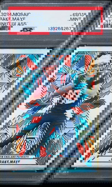 Drake Maye 2024 Panini Mosaic Stained Glass PSA 9