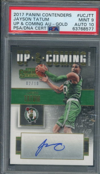 2017 Panini Contenders Jayson Tatum Rookie Up & Coming Gold /10 PSA 9