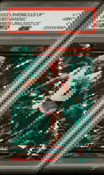 2022 PANINI CHRONICLES DRAFT PICKS XR 7 DEEBO SAMUEL GREEN CRACKED ICE /6 PSA 9