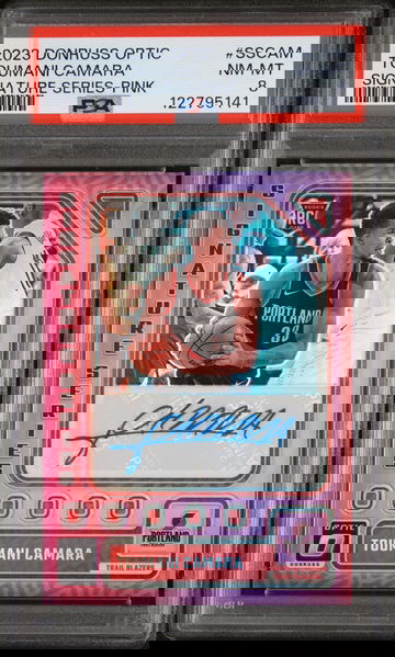 2023 Panini Donruss Optic Sig Series Pink Toumani Camara #SSCAM RC Auto/25 PSA 8