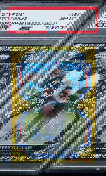 2021 Panini Prizm Autograph-No Huddle Gold Azeez Ojulari #386 /10 PSA 8