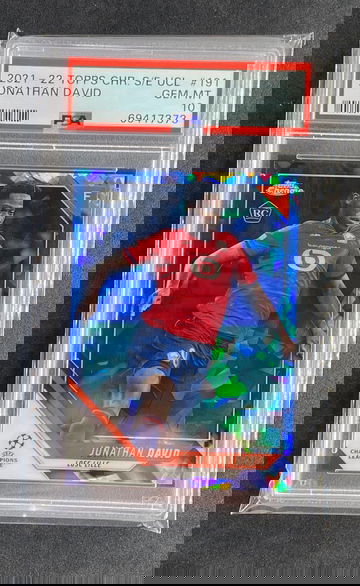 2021-2022 Topps Chrome Sapphire Edition UEFA Champions League 191 Jonathan David PSA 10