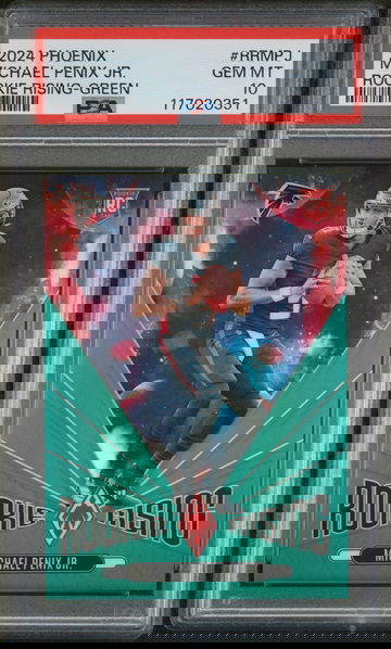 Michael Penix JR. 2024 Panini Phoenix Rookie Rising Green #RRMPJ PSA 10