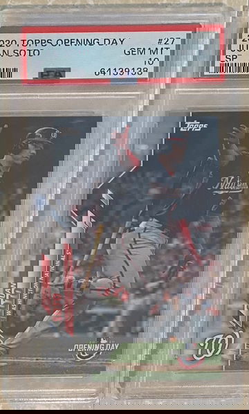 2020 Topps Opening Day Juan Soto Bat Drop Variation SSP PSA 10