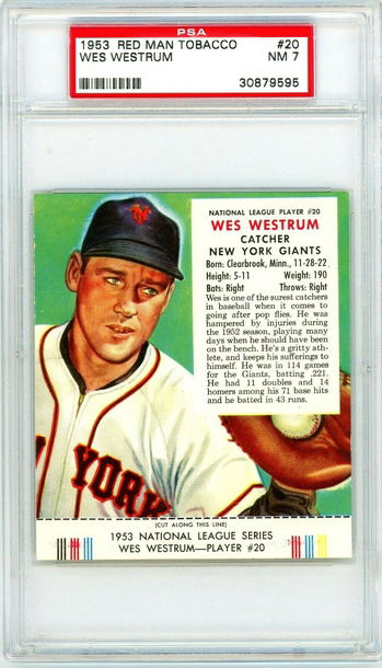 1953 Red Man Tobacco Wes Westrum #20 PSA 7 P1246