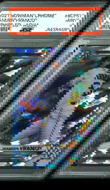 💎🧨 2021 BOWMAN CHROME SAPPHIRE WANDER FRANCO AQUA REFRACTOR ROOKIE /99 PSA 9⚾️