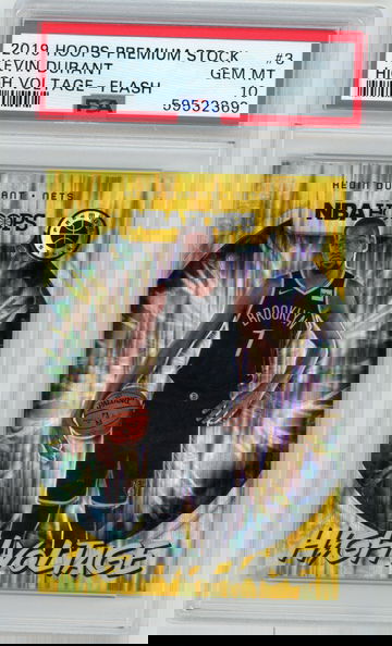 2019 Hoops Premium Stock Kevin Durant High Voltage Flash Gold #3 PSA 10 GEM MINT Brooklyn Nets