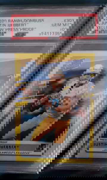 2020 Donruss Justin Herbert Yellow Press Proof Psa 10