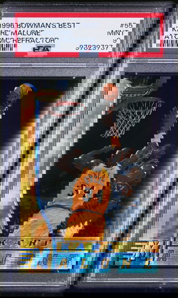 1997-98 Bowman's Best #55 Karl Malone Shaquille O’neal Atomic Refractor PSA 9 🎆