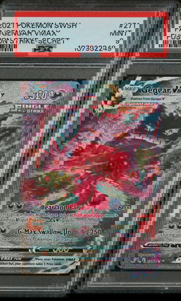 2021 Pokemon SWSH Fusion Strike Full Art Secret Gengar VMAX #271 PSA 9