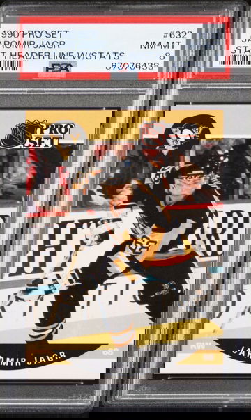 RARE VARIATION 1990 Pro Set Jaromir Jagr Stat Header Line with Stats Rookie PSA 8