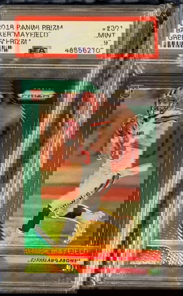 2018 Baker Mayfield Rookie Panini Green Prizm PSA 9 