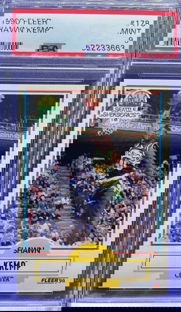 1990 Fleer Shawn Kemp #178 Seattle SuperSonics Rookie RC PSA 9 Mint