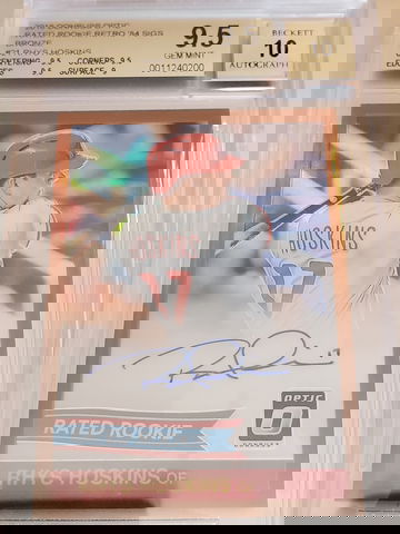 RHYS HOSKINS 2018 OPTIC BRONZE RETRO ROOKIES AUTO BGS 9.5/10