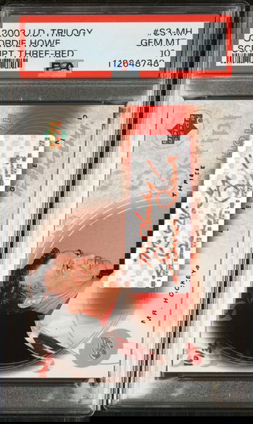 2003 Upper Deck Trilogy Script Three Red Gordie Howe #S3-MH /30 PSA 10