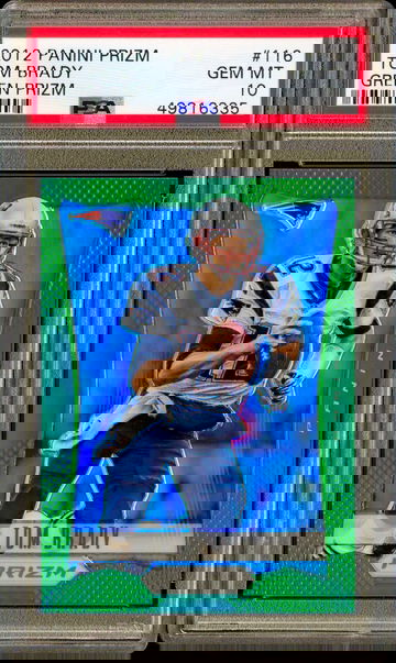 2012 Tom Brady Panini Prizm Green Prizms Refractor PSA 10 GEM #116 LOW POP SP RARE