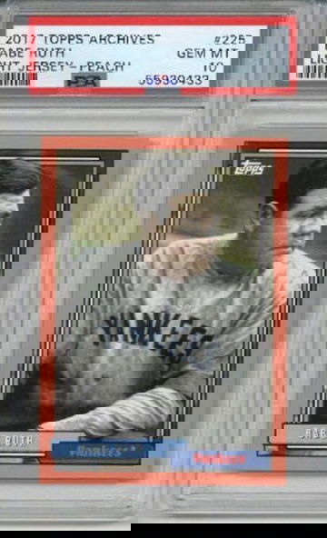 2017 TOPPS ARCHIVES LIGHT JERSEY PEACH #225 BABE RUTH LE /199 PSA 10 SP LOW POP