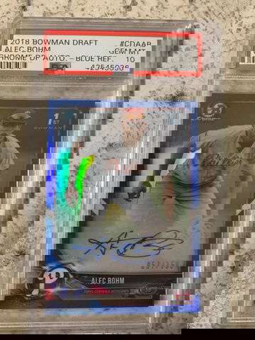 2018 Bowman Draft Chrome Alec Bohm Blue Refractor /150 PSA 10 LOW POP!!!