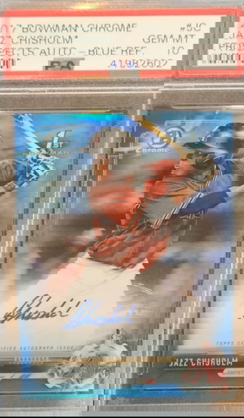 2017 Jazz Chisholm Bowman Chrome True Blue Refractor 107/150 PSA 10